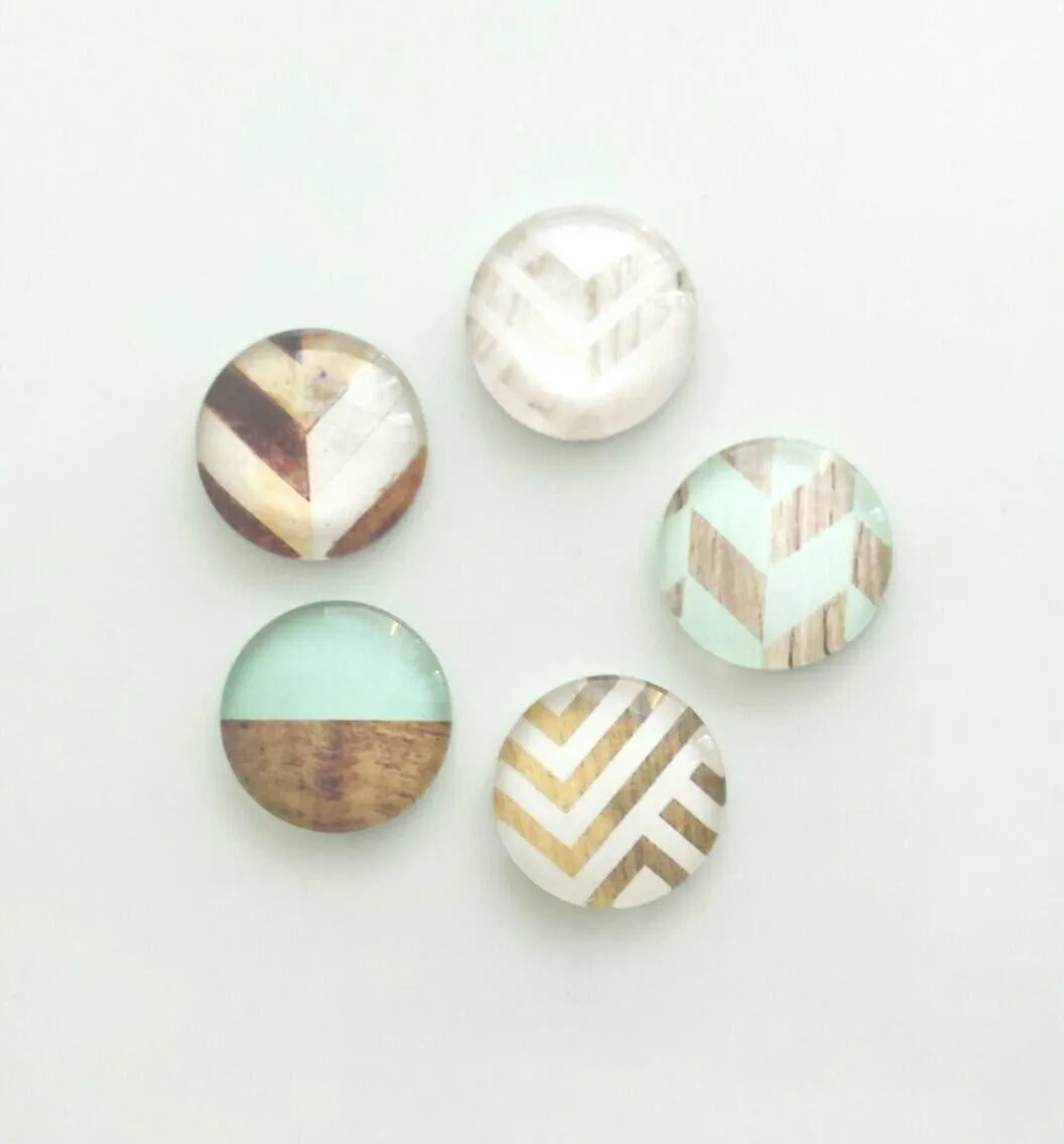 Mint Wood Ring, wood grain ring, faux wood, aqua ring, pale blue ring, large round ring, statement ring, chevron ring, adjustable band 6 7 8