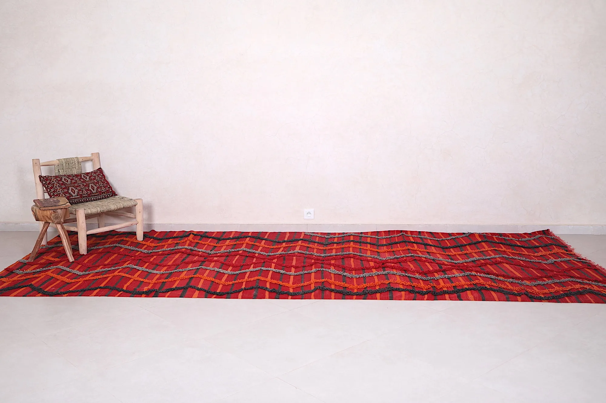 Moroccan Azilal Rug 5.6 x 13.4 FT - Bold Striped Design