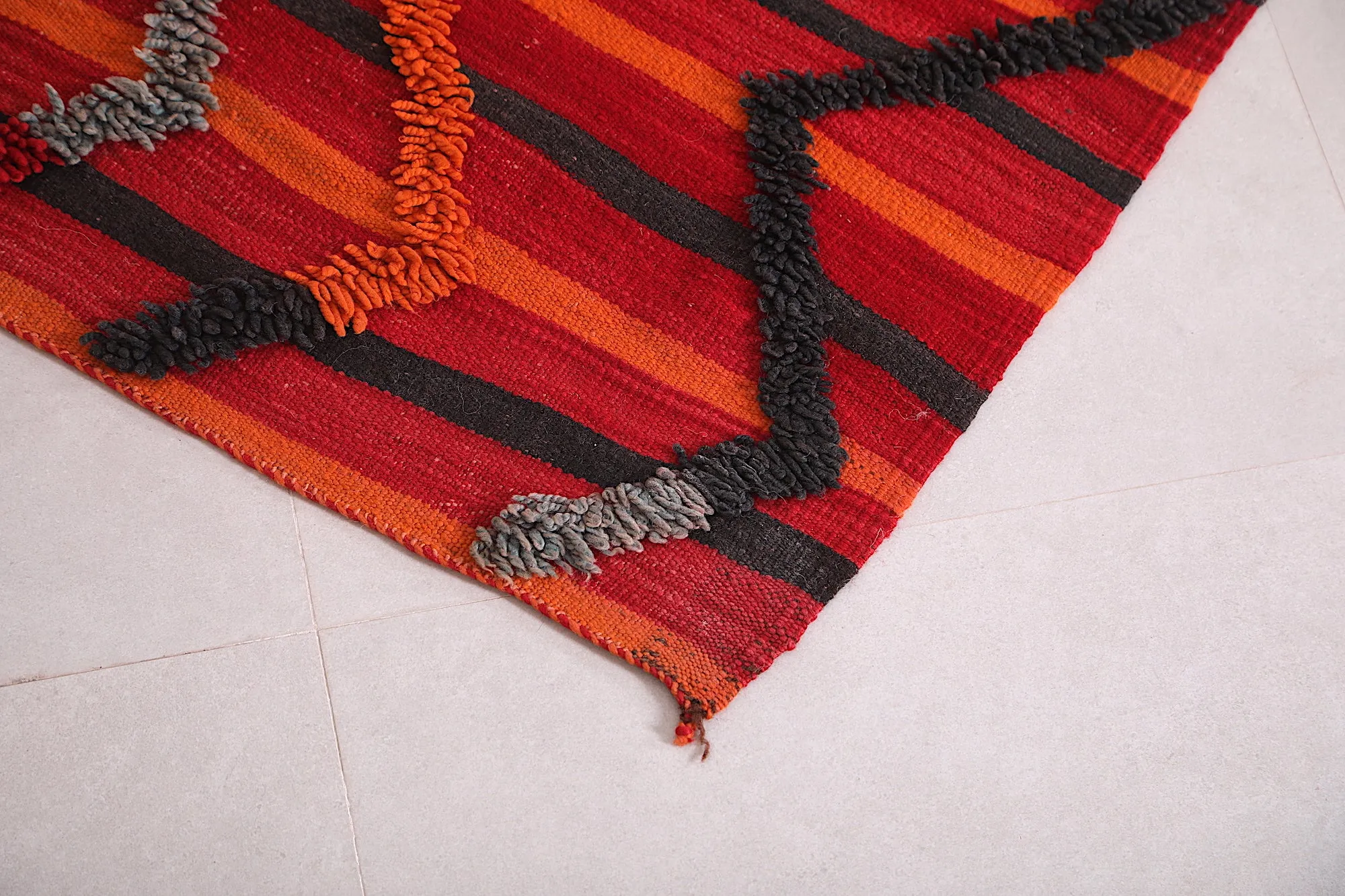 Moroccan Azilal Rug 5.6 x 13.4 FT - Bold Striped Design