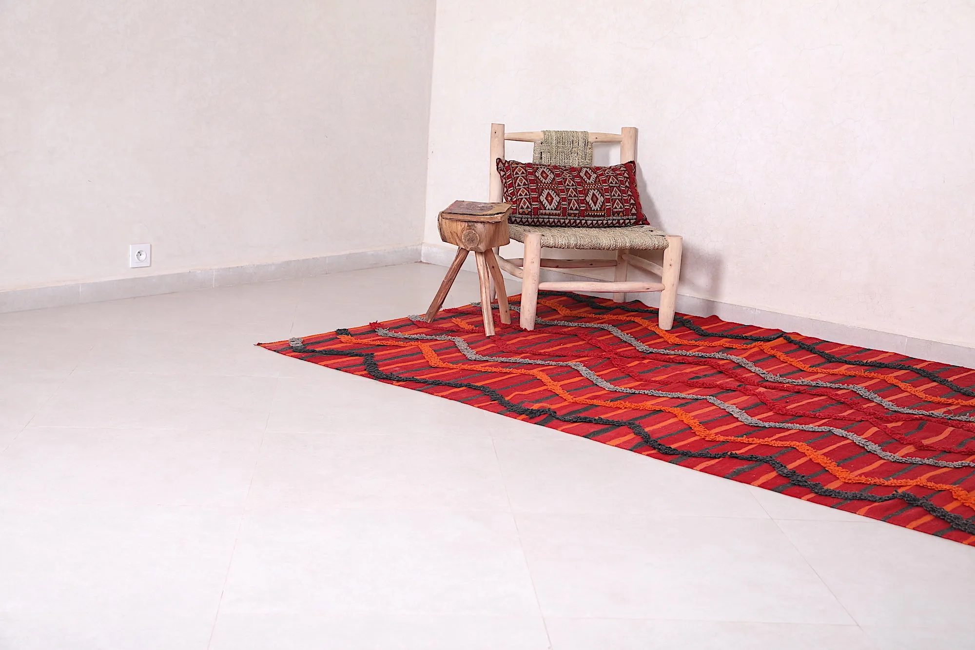 Moroccan Azilal Rug 5.6 x 13.4 FT - Bold Striped Design