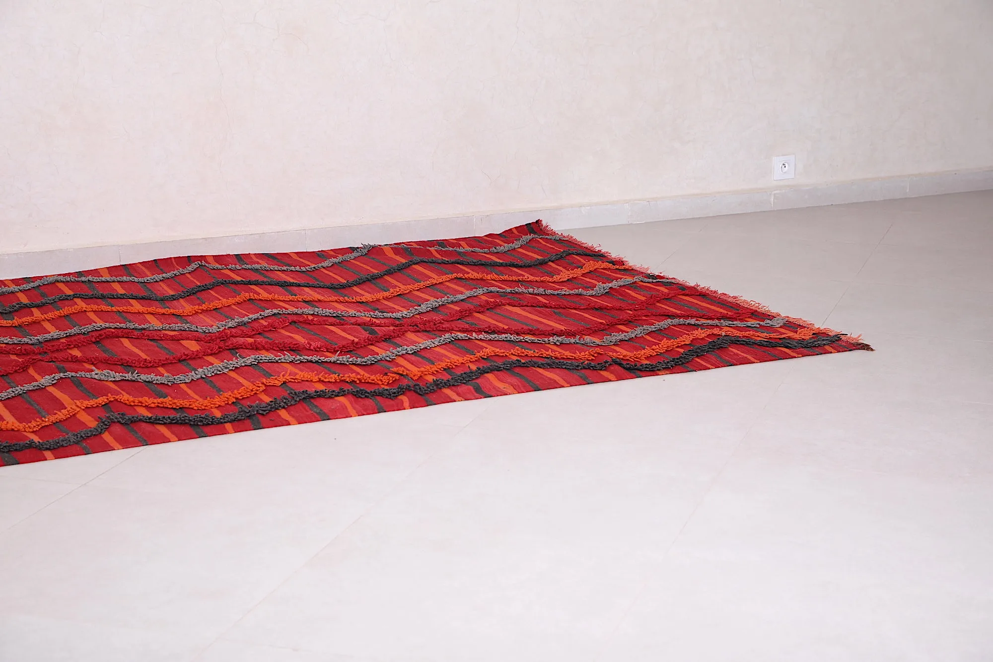Moroccan Azilal Rug 5.6 x 13.4 FT - Bold Striped Design