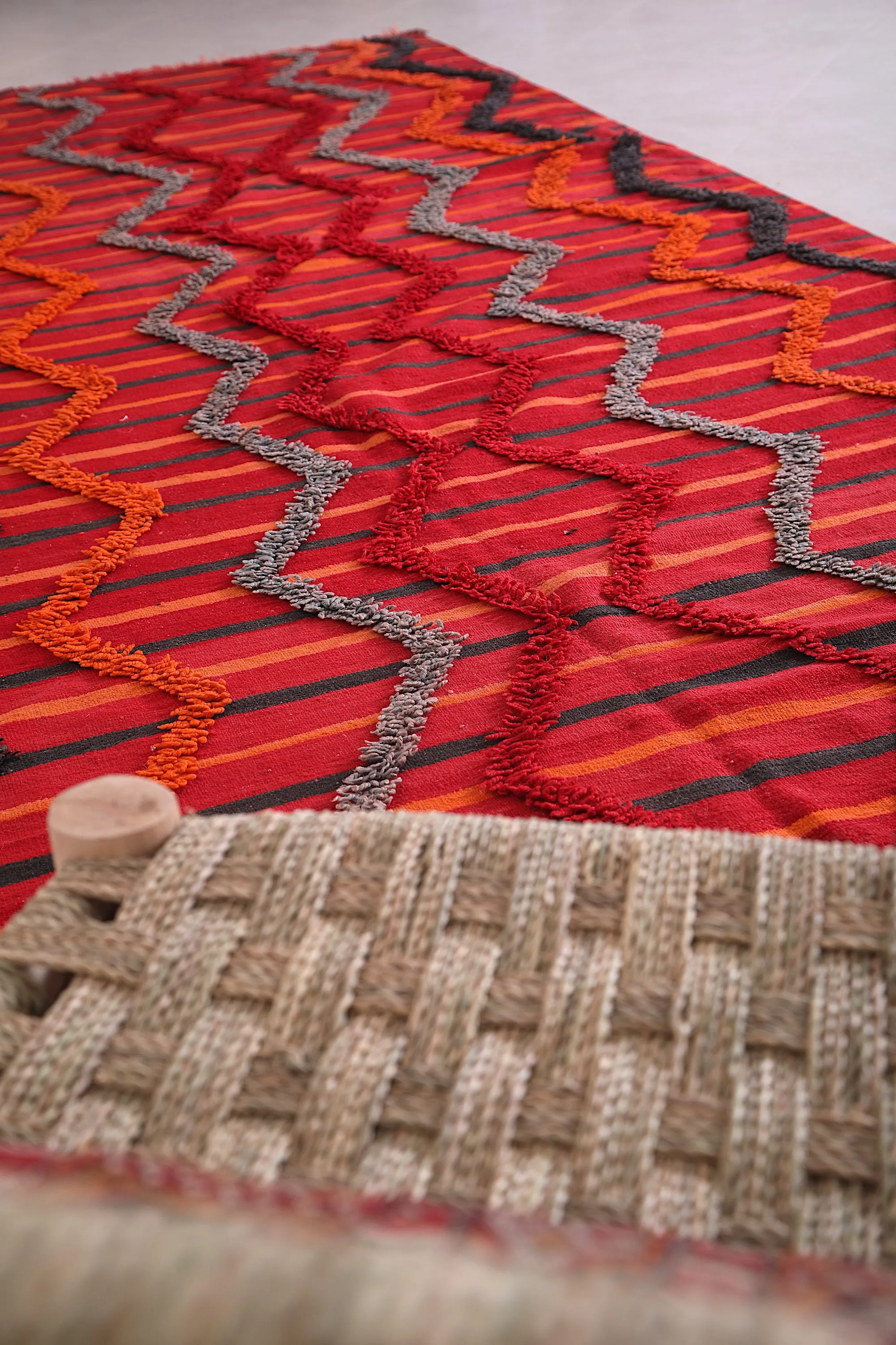 Moroccan Azilal Rug 5.6 x 13.4 FT - Bold Striped Design