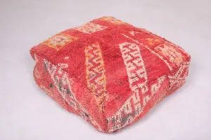 Moroccan Kilim Pouf - Red Vintage Floor Cushion
