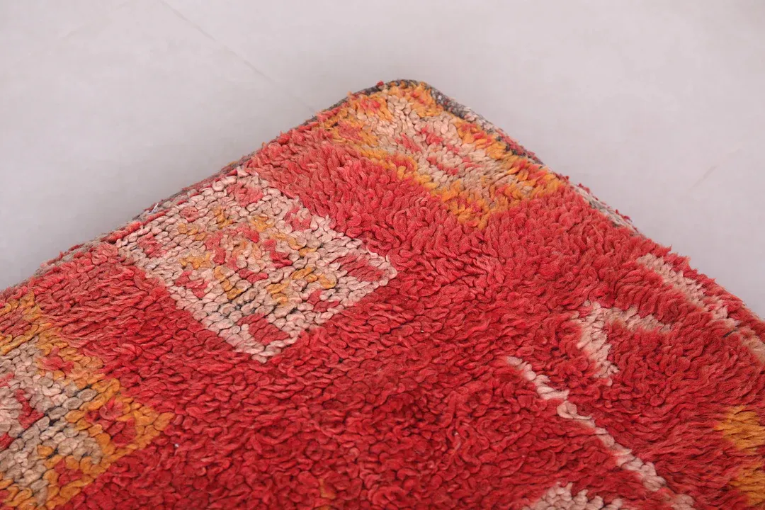 Moroccan Kilim Pouf - Red Vintage Floor Cushion