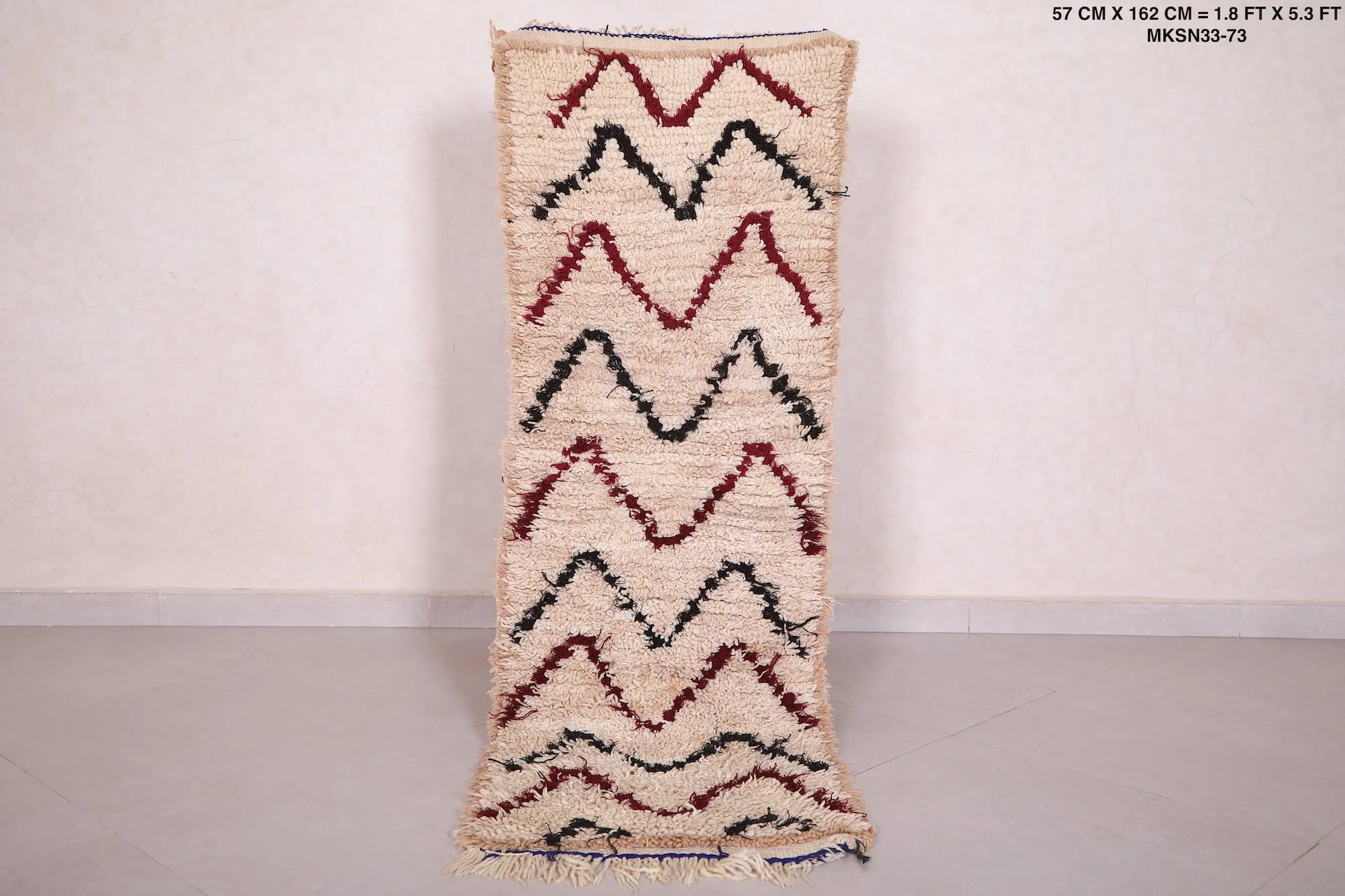 Moroccan Runner Rug 1.8 X 5.3 Feet - Tribal Zigzag Pattern