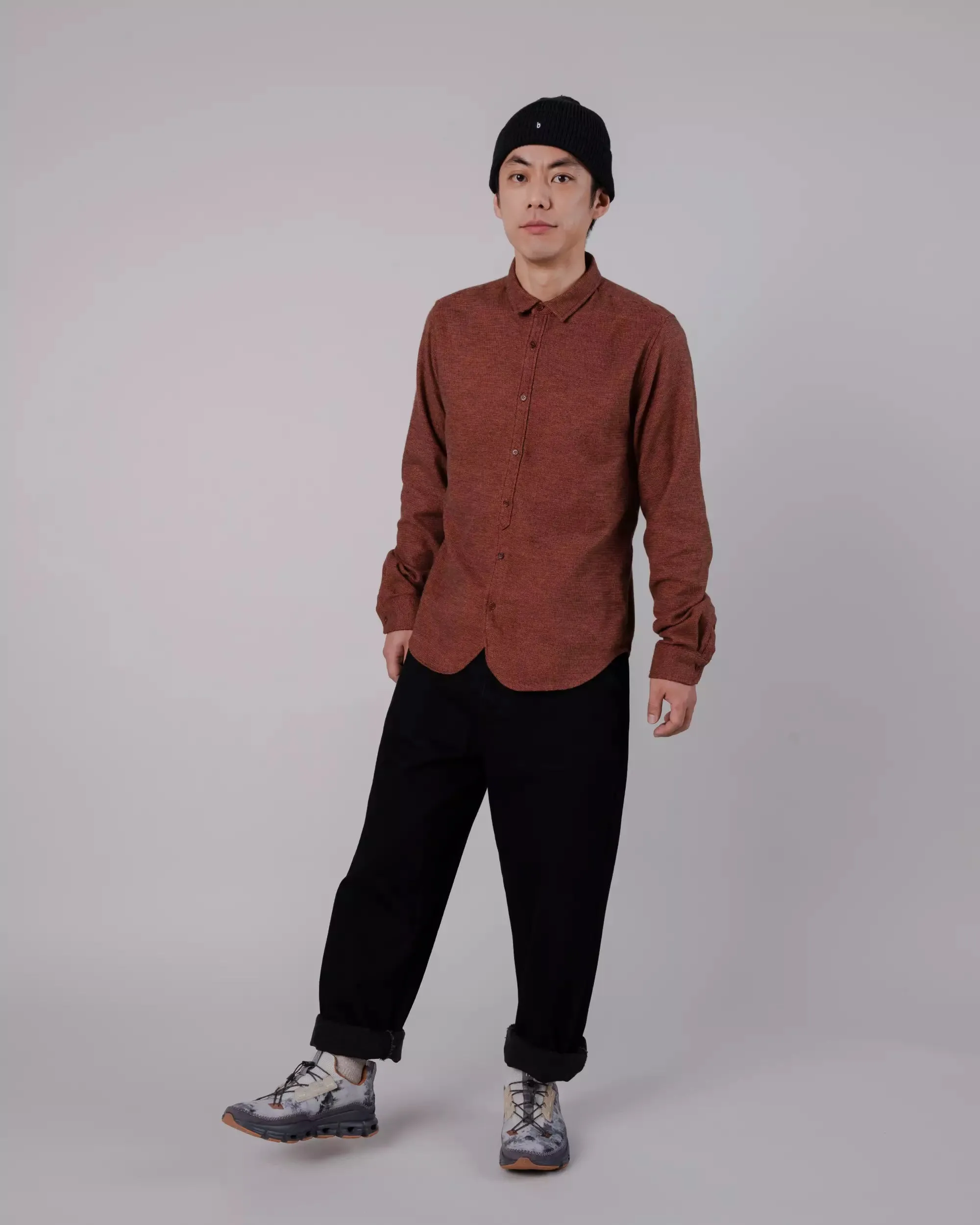 Mouline Flannel Regular Shirt Orange