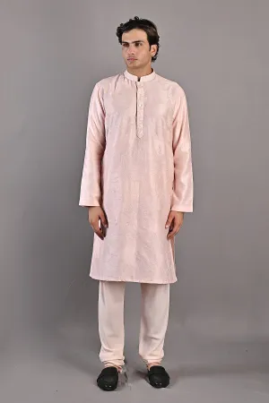 Myles - Peach Abstract Embroidered Kurta Set