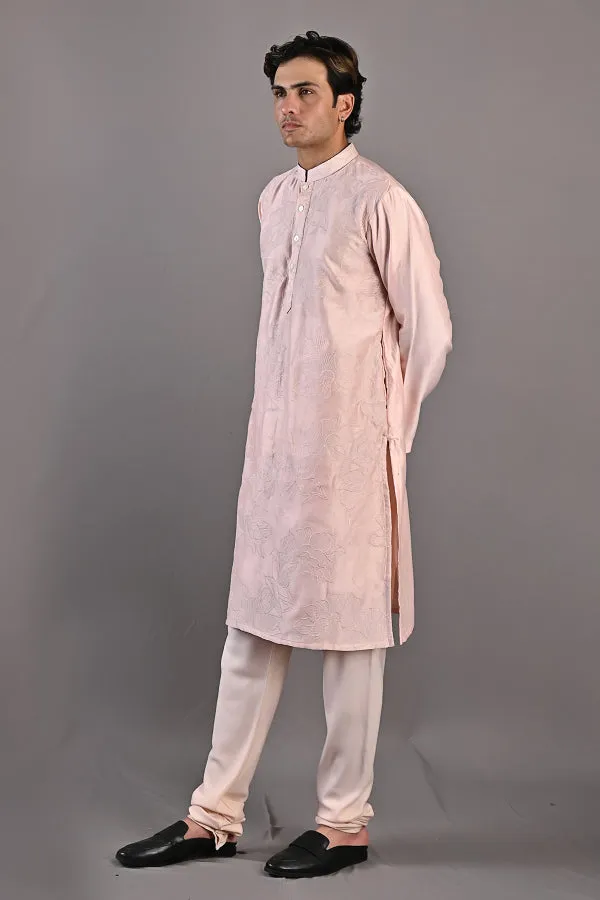 Myles - Peach Abstract Embroidered Kurta Set