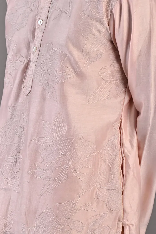 Myles - Peach Abstract Embroidered Kurta Set