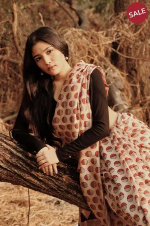 Natural dyed Bagru saree - Roheda- Red Syahi Begar