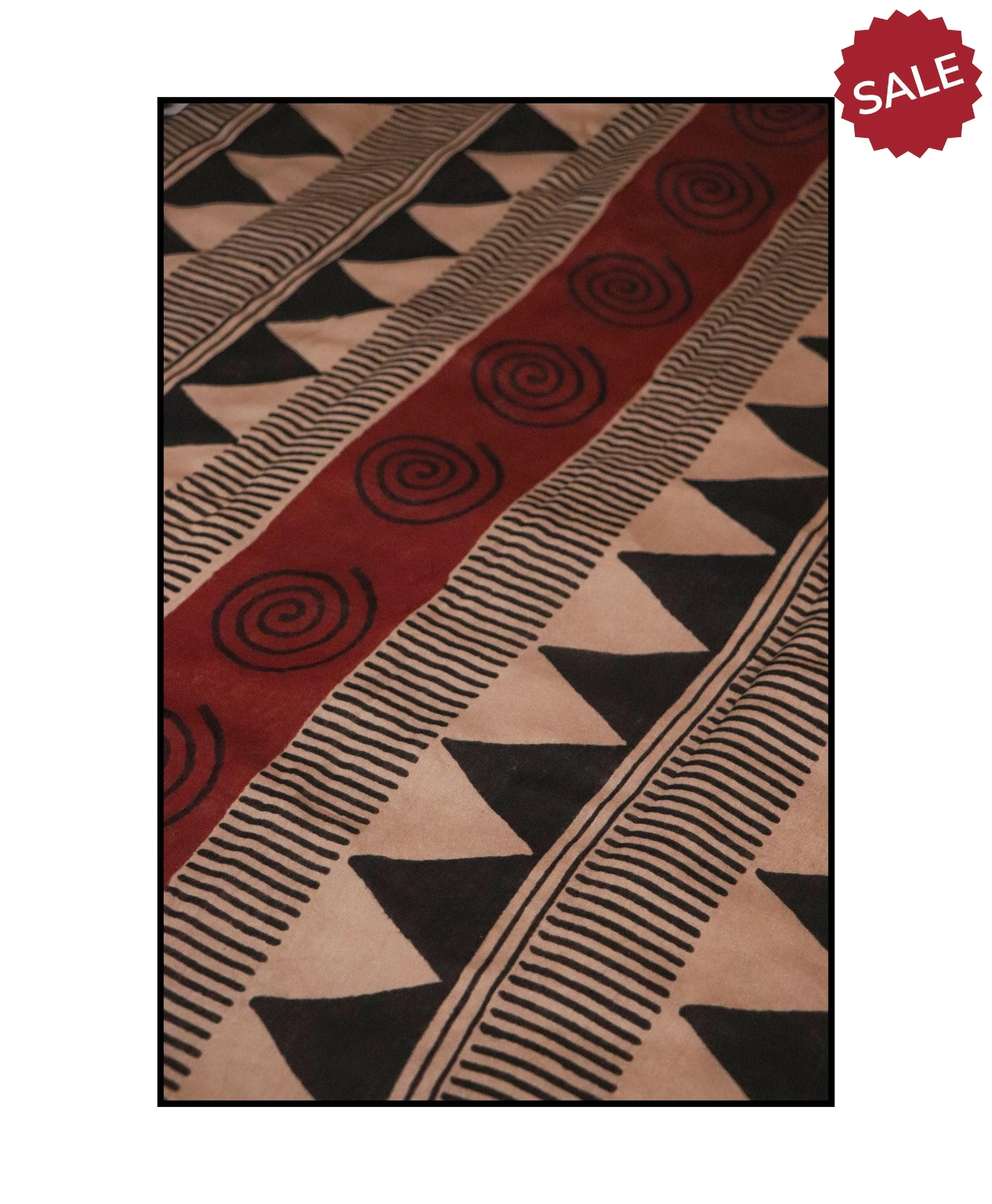 Natural dyed Bagru saree - Roheda- Red Syahi Begar