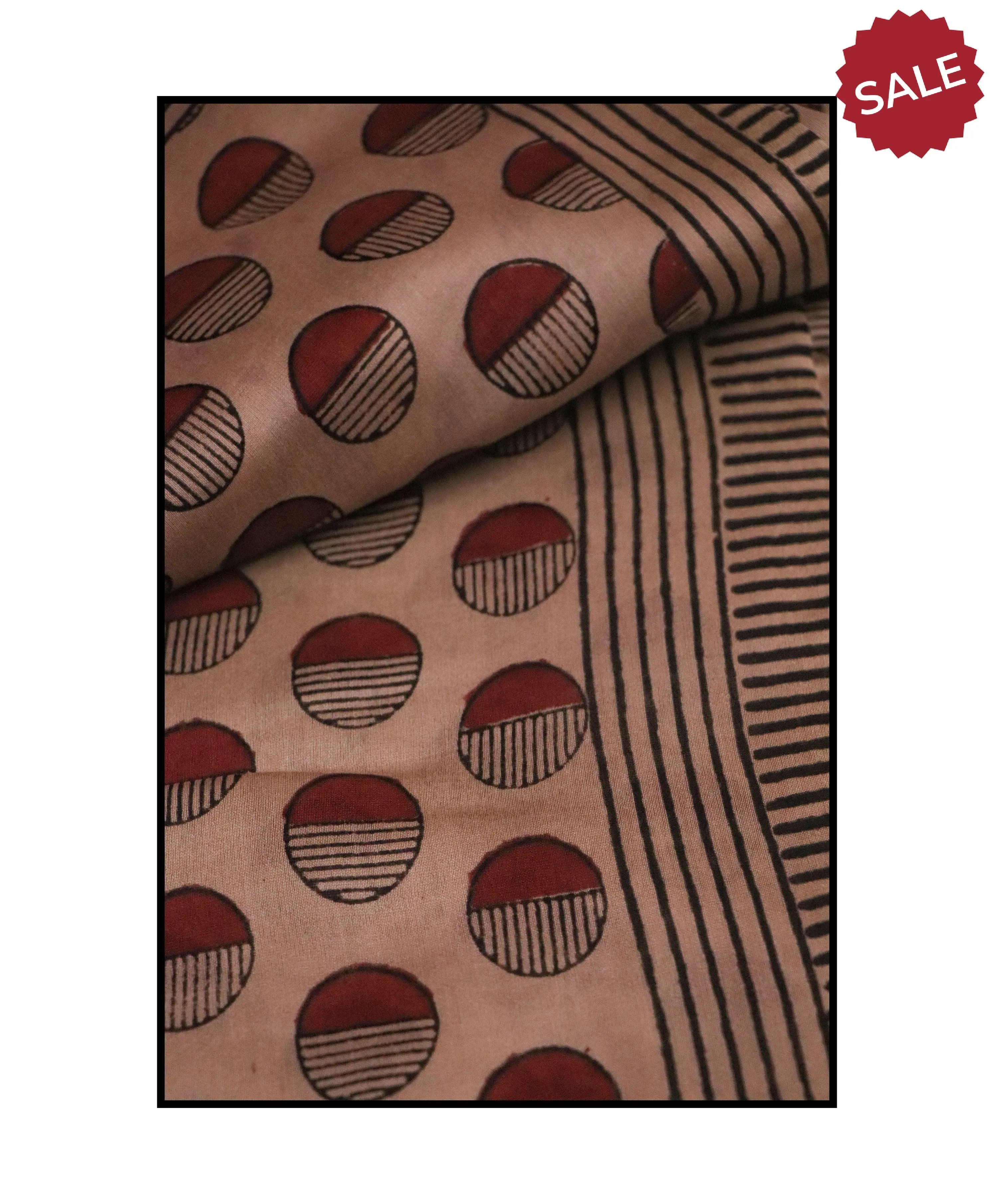 Natural dyed Bagru saree - Roheda- Red Syahi Begar