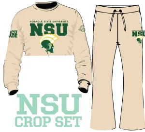 NORFOLK ST. |  CREAM Chenille CROP SET w/ FLARE Pants