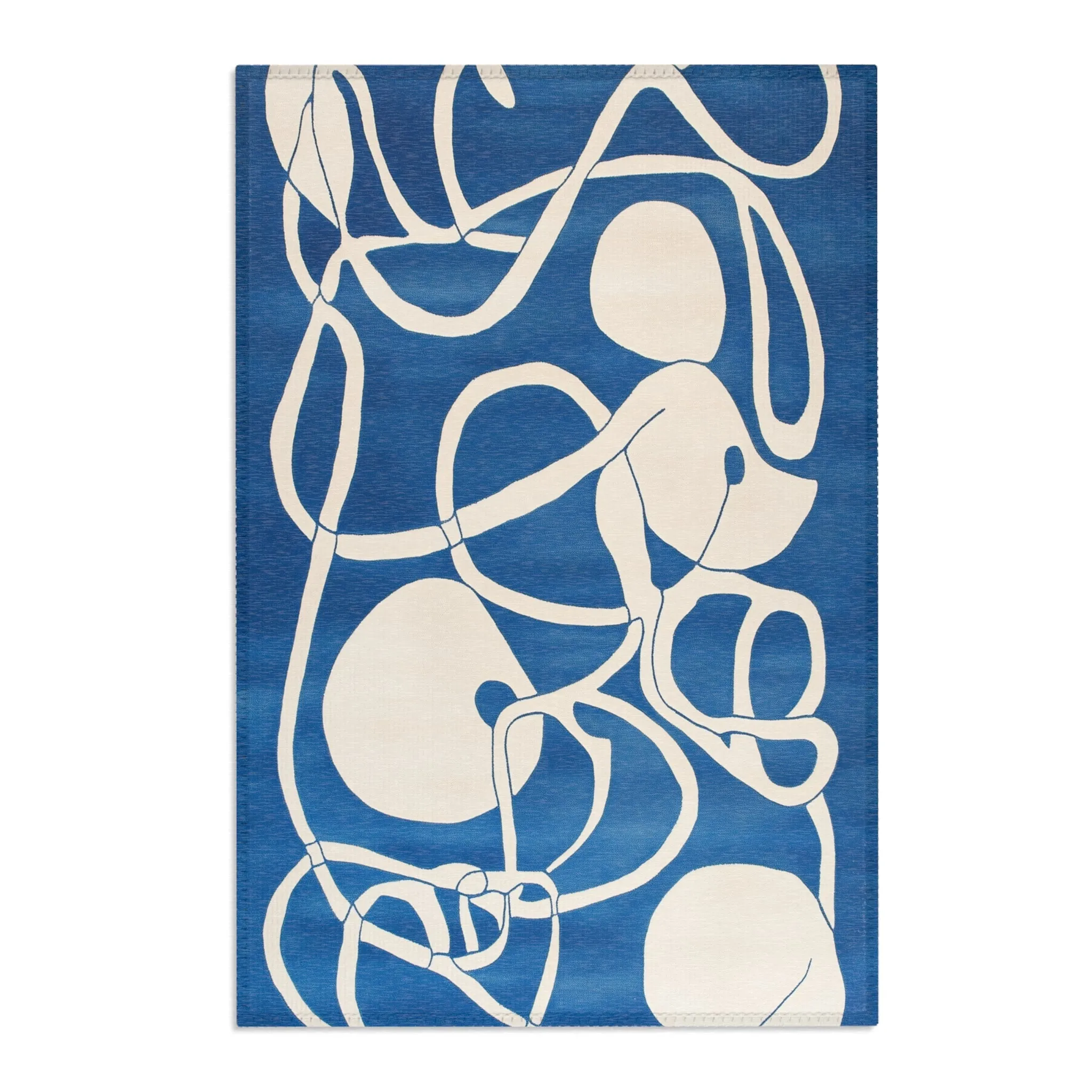 Ocean Flow Abstract Blue and White Rug