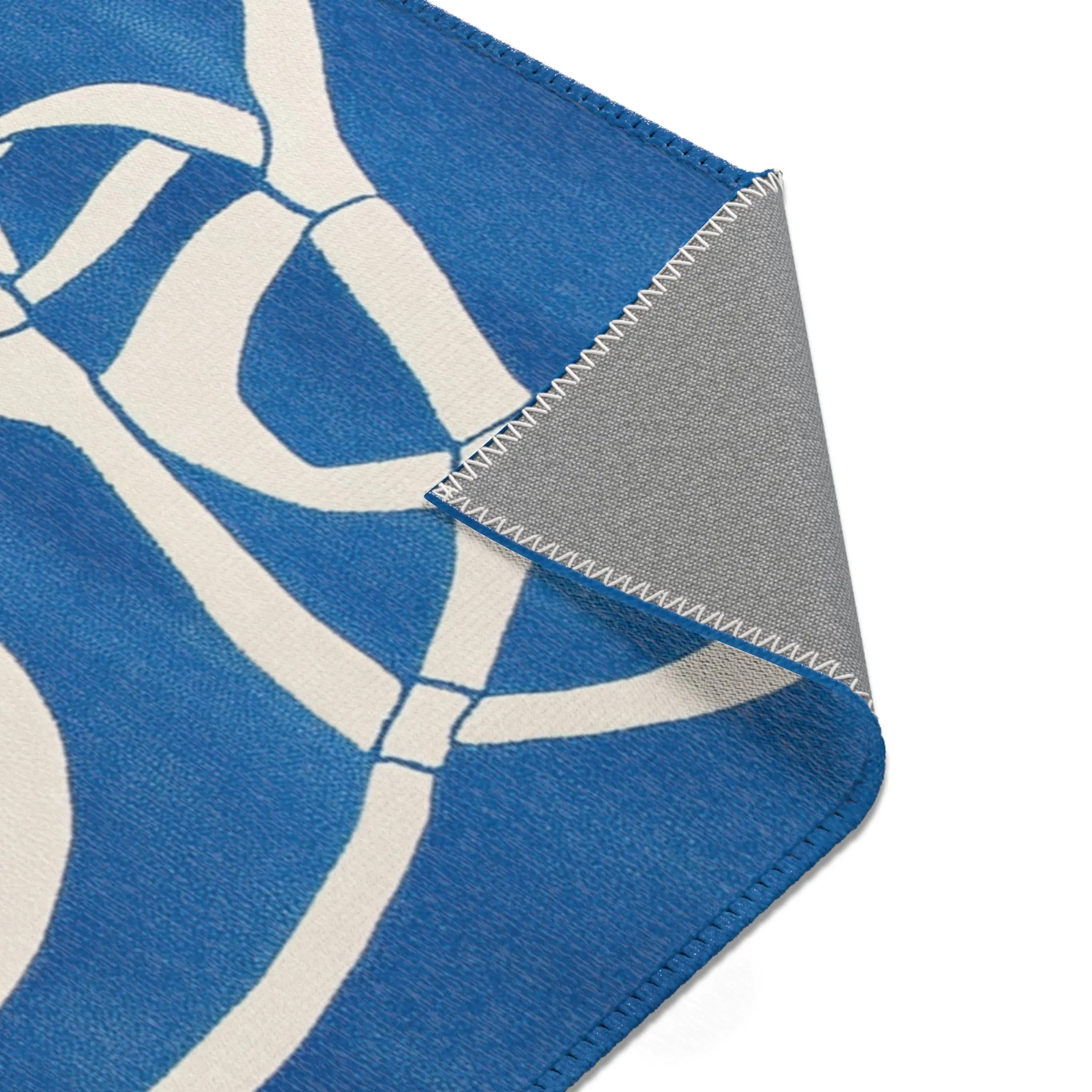 Ocean Flow Abstract Blue and White Rug