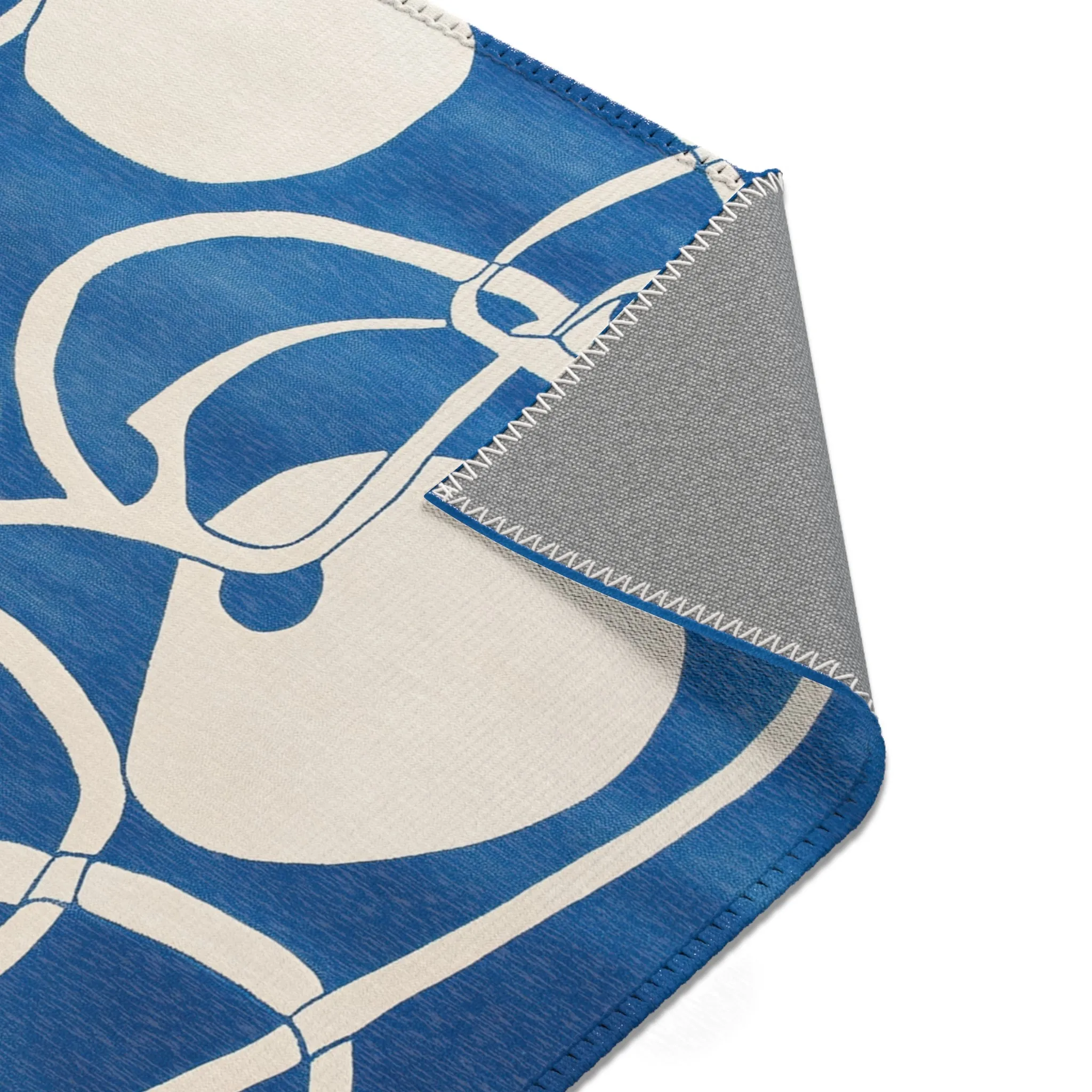Ocean Flow Abstract Blue and White Rug