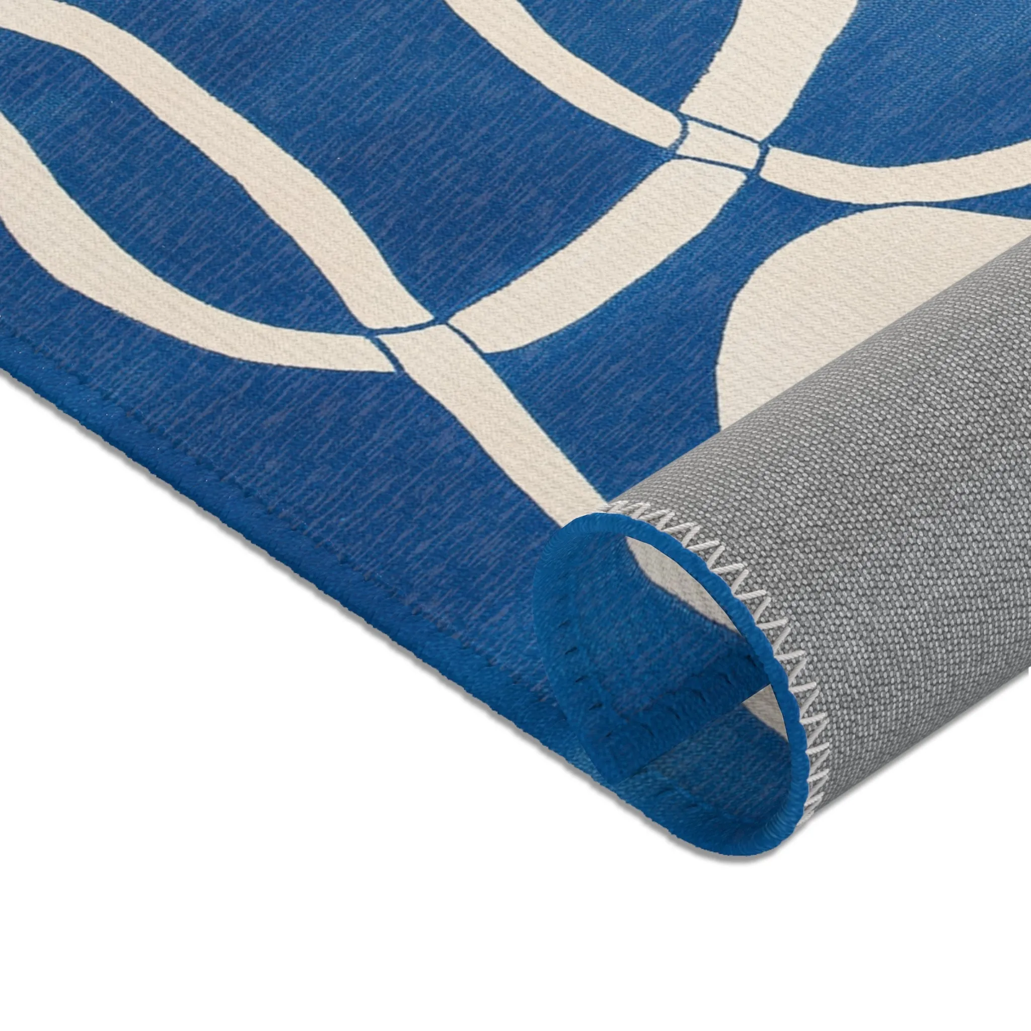 Ocean Flow Abstract Blue and White Rug