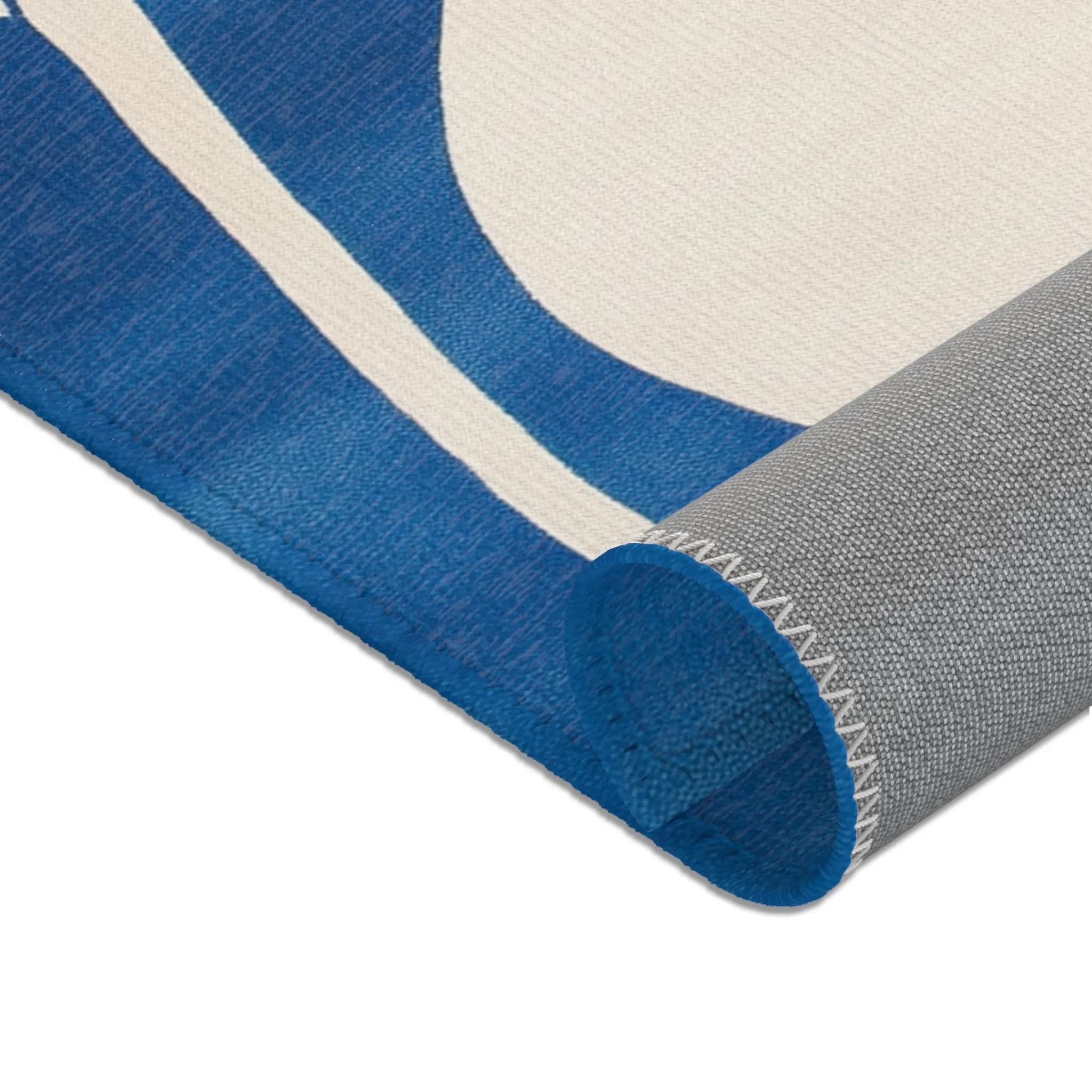 Ocean Flow Abstract Blue and White Rug