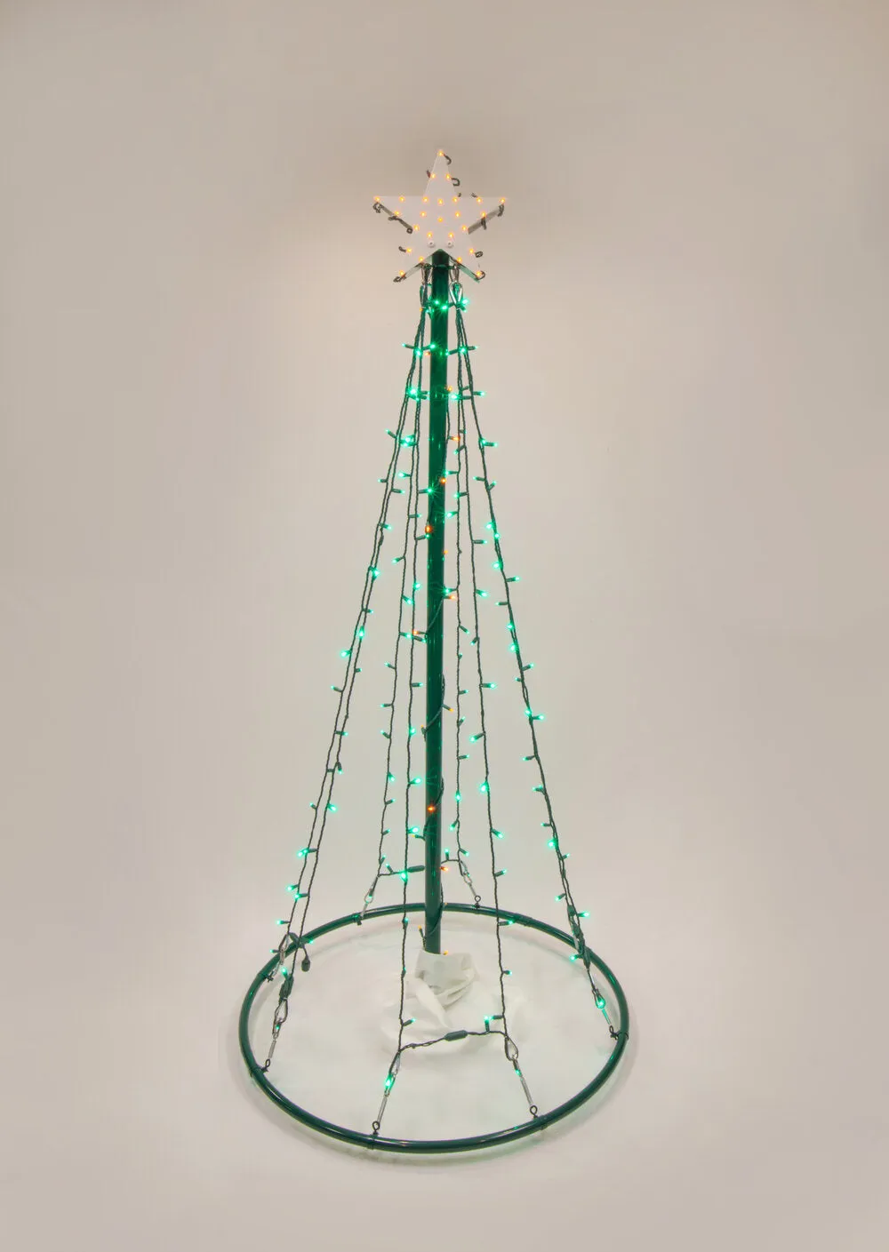 Outdoor LED Lighted Christmas Tree with Green Base and Green Tree Lights