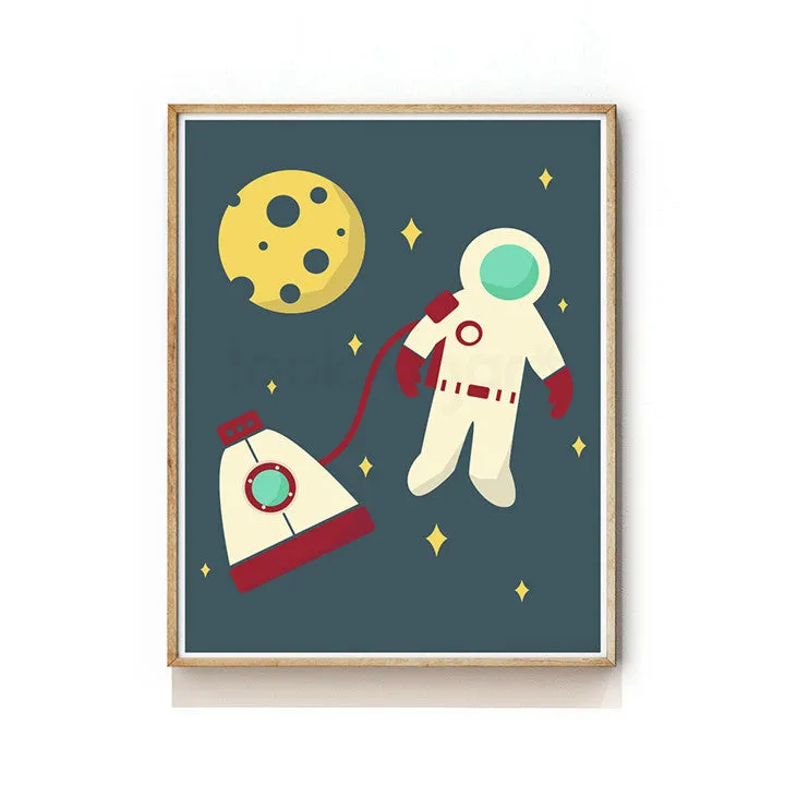 OUTER SPACE NURSERY ART PRINT - ASTRONAUT