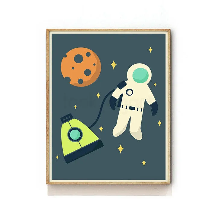 OUTER SPACE NURSERY ART PRINT - ASTRONAUT