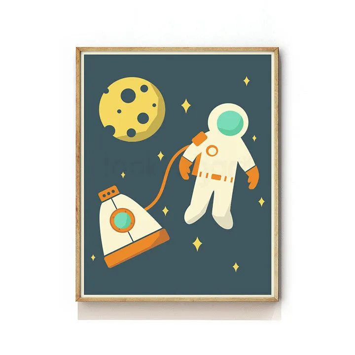 OUTER SPACE NURSERY ART PRINT - ASTRONAUT