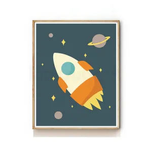 OUTER SPACE NURSERY ART PRINT - ROCKET
