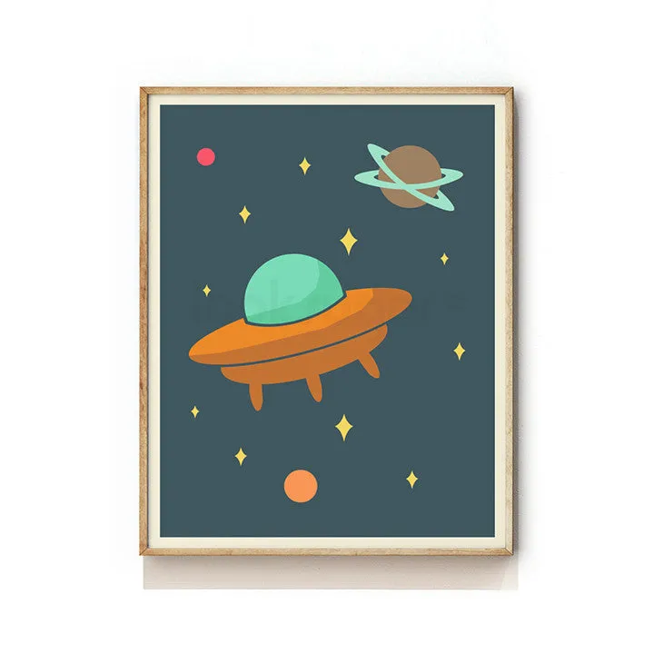 OUTER SPACE NURSERY ART PRINT - UFO