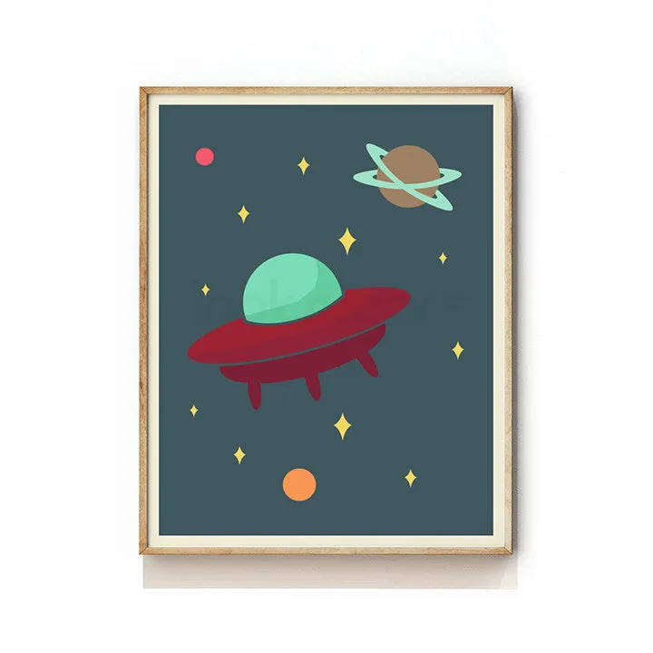 OUTER SPACE NURSERY ART PRINT - UFO