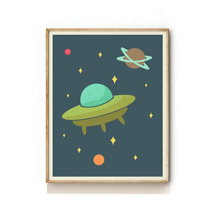 OUTER SPACE NURSERY ART PRINT - UFO