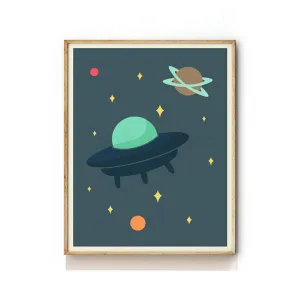 OUTER SPACE NURSERY ART PRINT - UFO