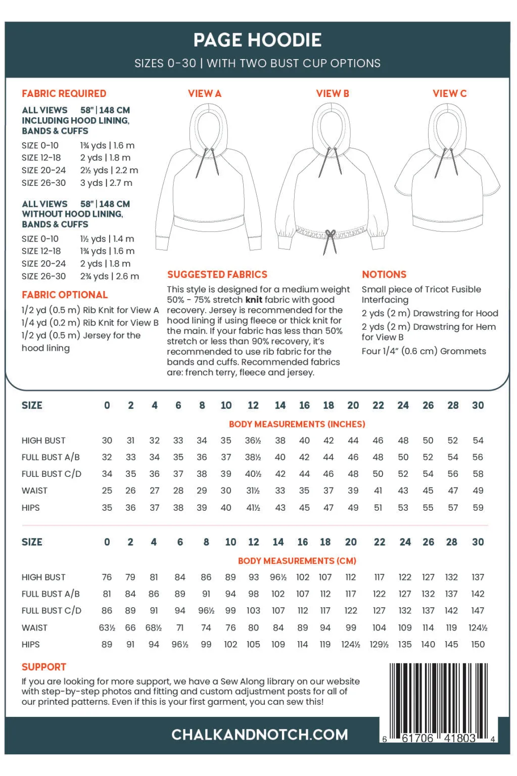 Page Hoodie Pattern -- Chalk & Notch