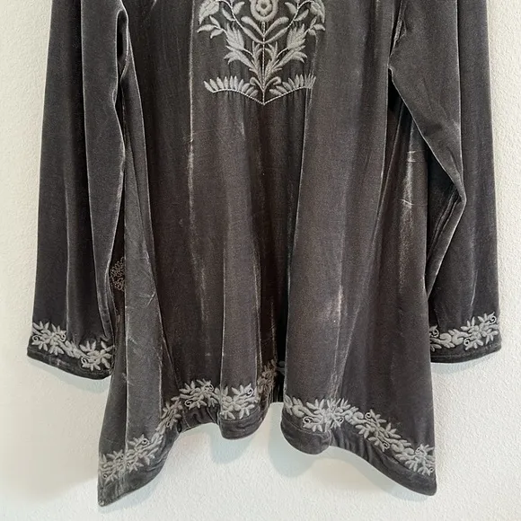 Paparazzi Velour Embroidered Boho Lagenlook Waterfall Cardigan