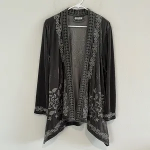 Paparazzi Velour Embroidered Boho Lagenlook Waterfall Cardigan
