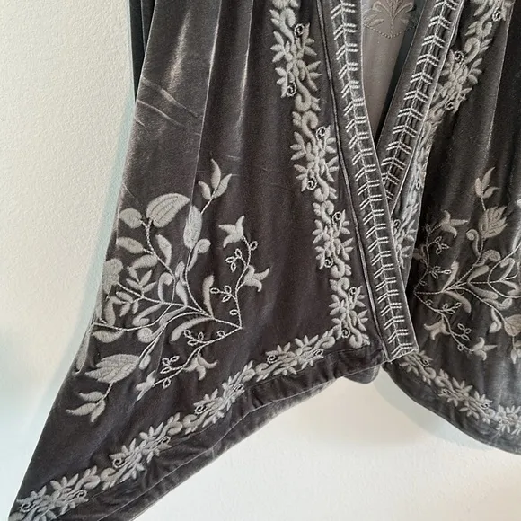 Paparazzi Velour Embroidered Boho Lagenlook Waterfall Cardigan