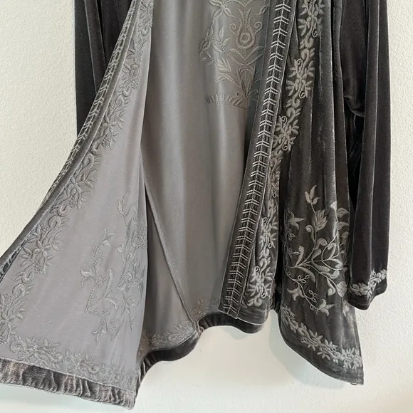 Paparazzi Velour Embroidered Boho Lagenlook Waterfall Cardigan