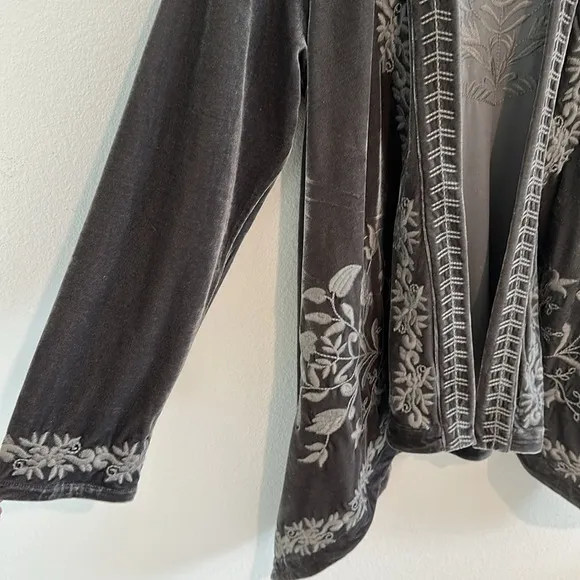 Paparazzi Velour Embroidered Boho Lagenlook Waterfall Cardigan