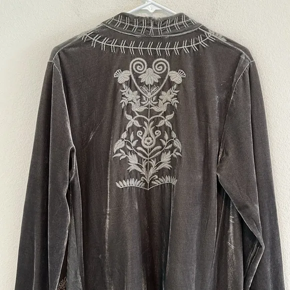 Paparazzi Velour Embroidered Boho Lagenlook Waterfall Cardigan