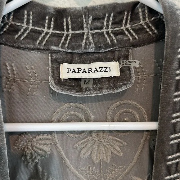 Paparazzi Velour Embroidered Boho Lagenlook Waterfall Cardigan