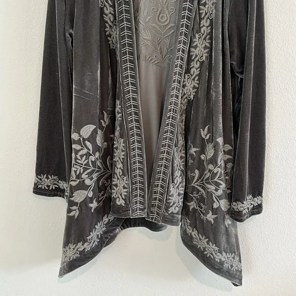Paparazzi Velour Embroidered Boho Lagenlook Waterfall Cardigan