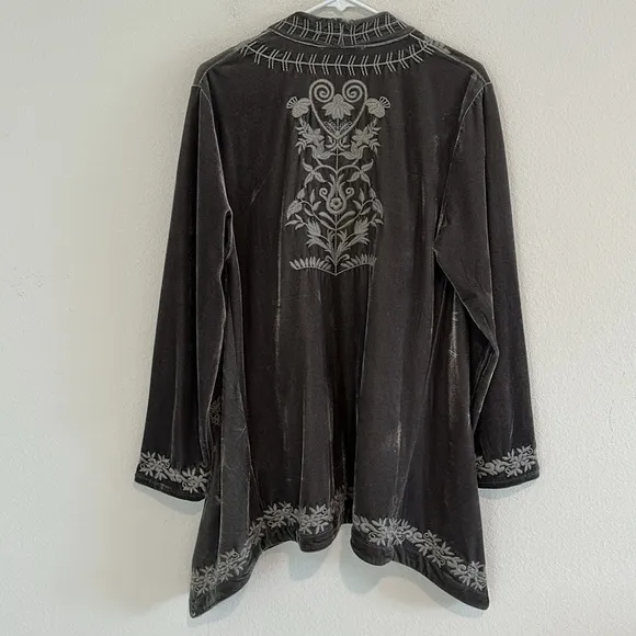 Paparazzi Velour Embroidered Boho Lagenlook Waterfall Cardigan