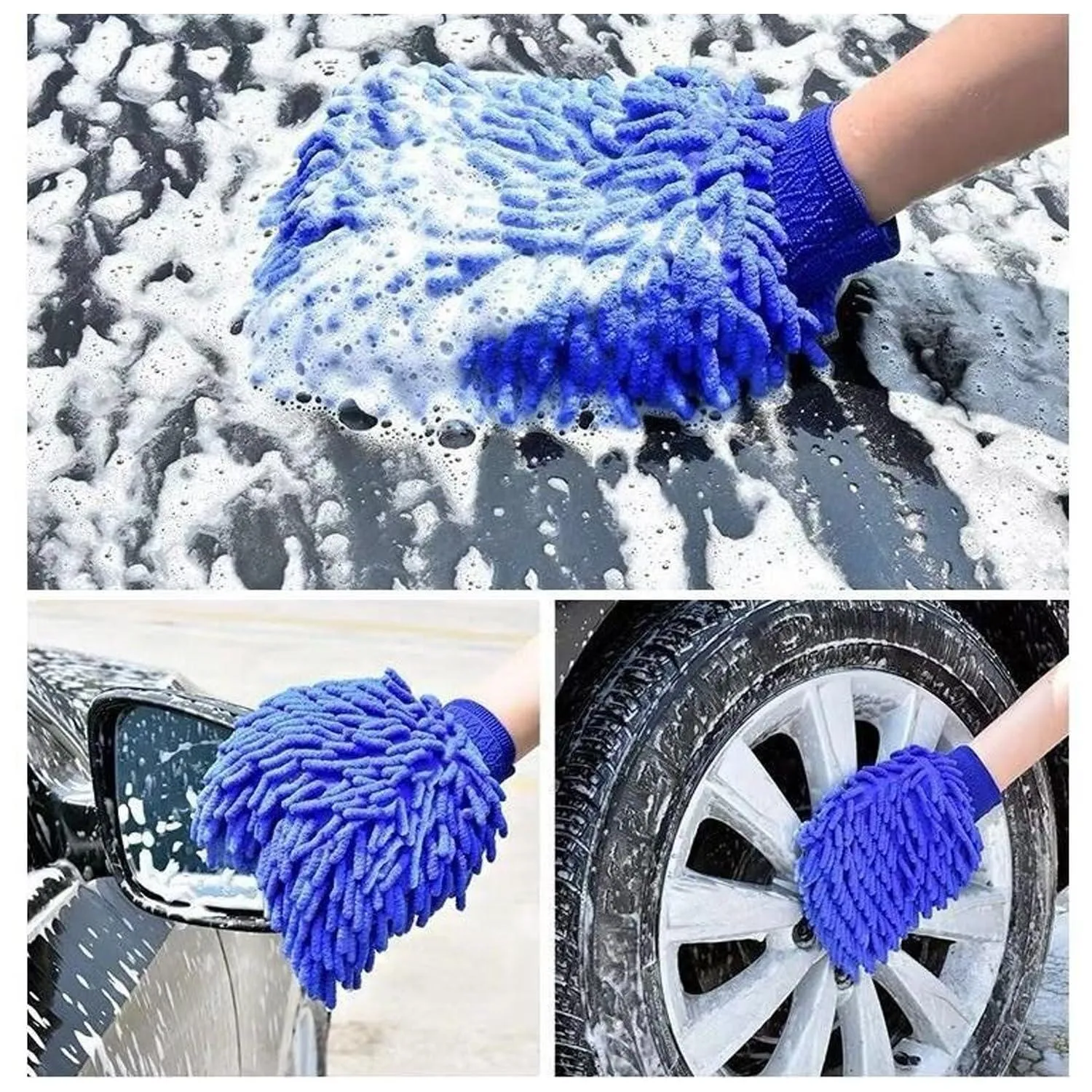 PCC Chenille Microfiber Wash Mitt, Blue