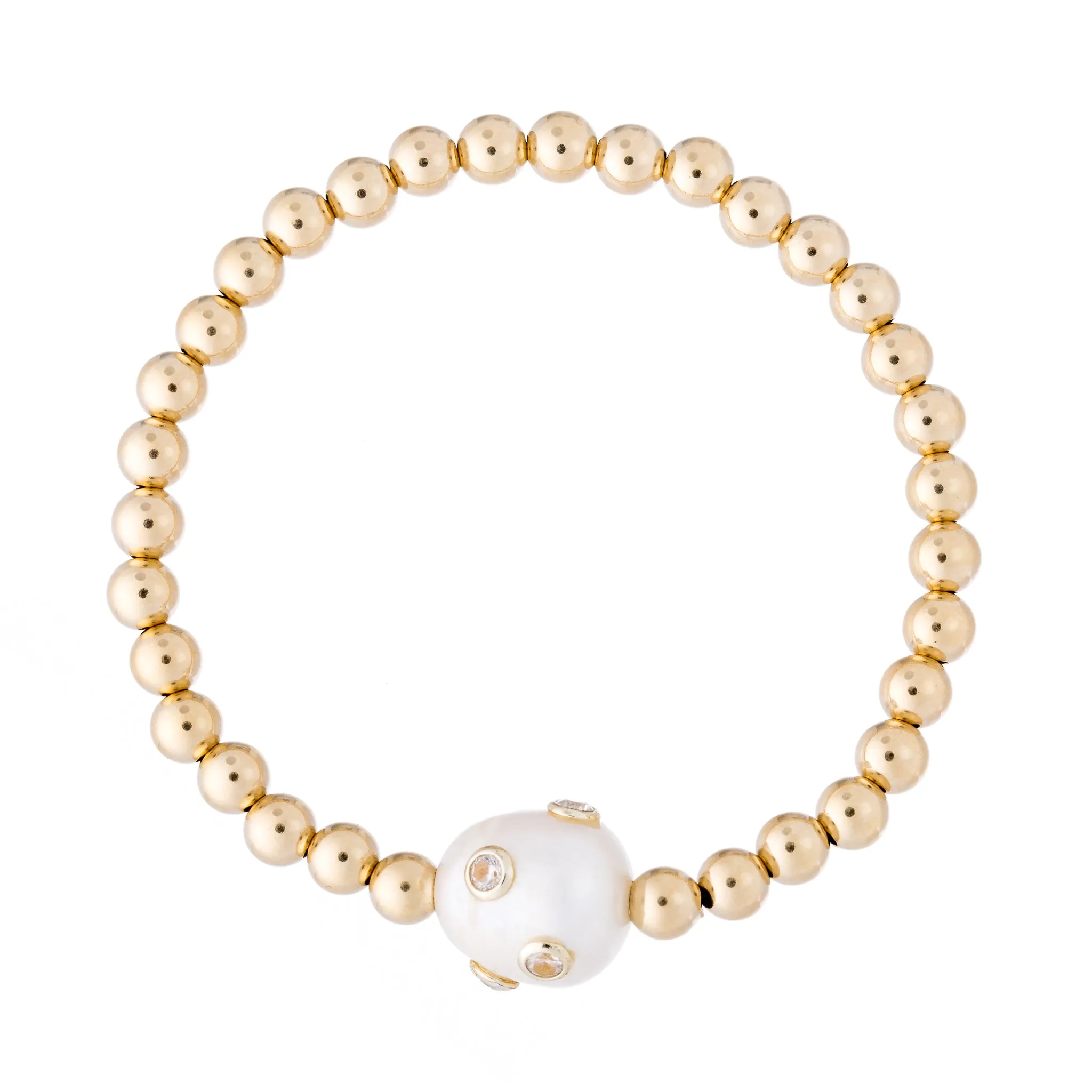 Pearl and Zirconia Encrusted Bracelet