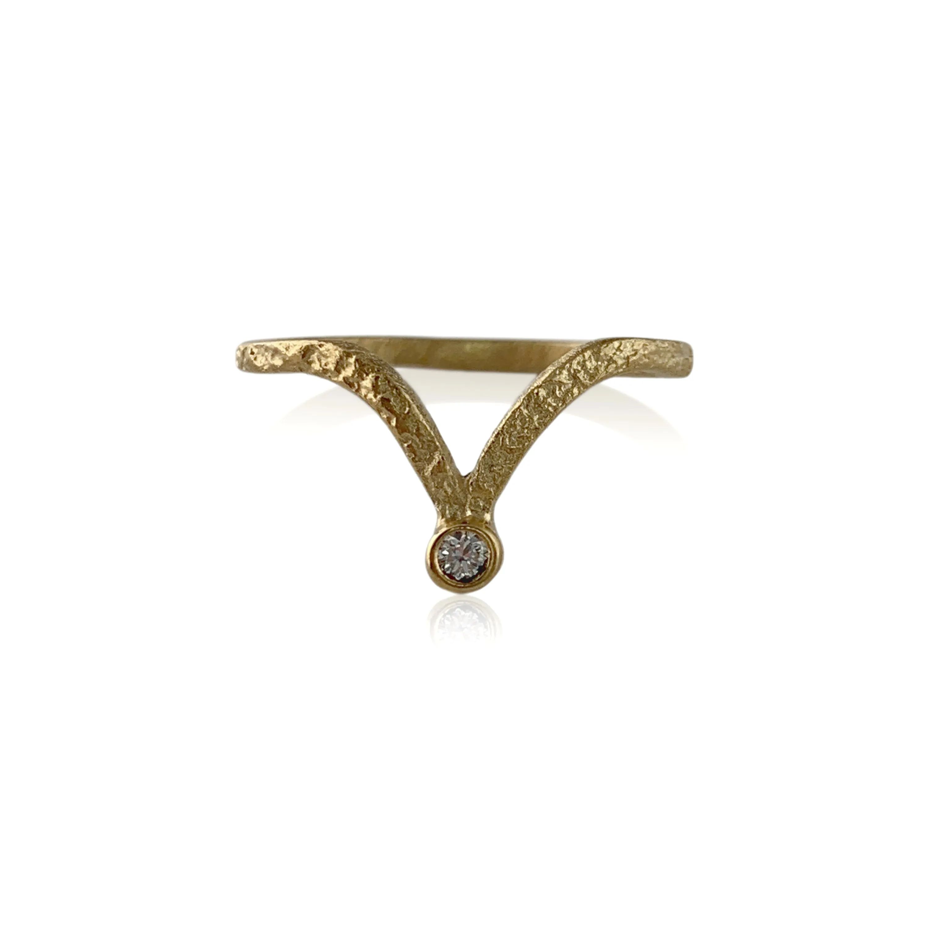 Pebble Chevron Band - 14K and White Diamond