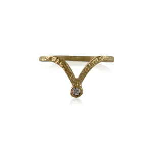 Pebble Chevron Band - 14K and White Diamond