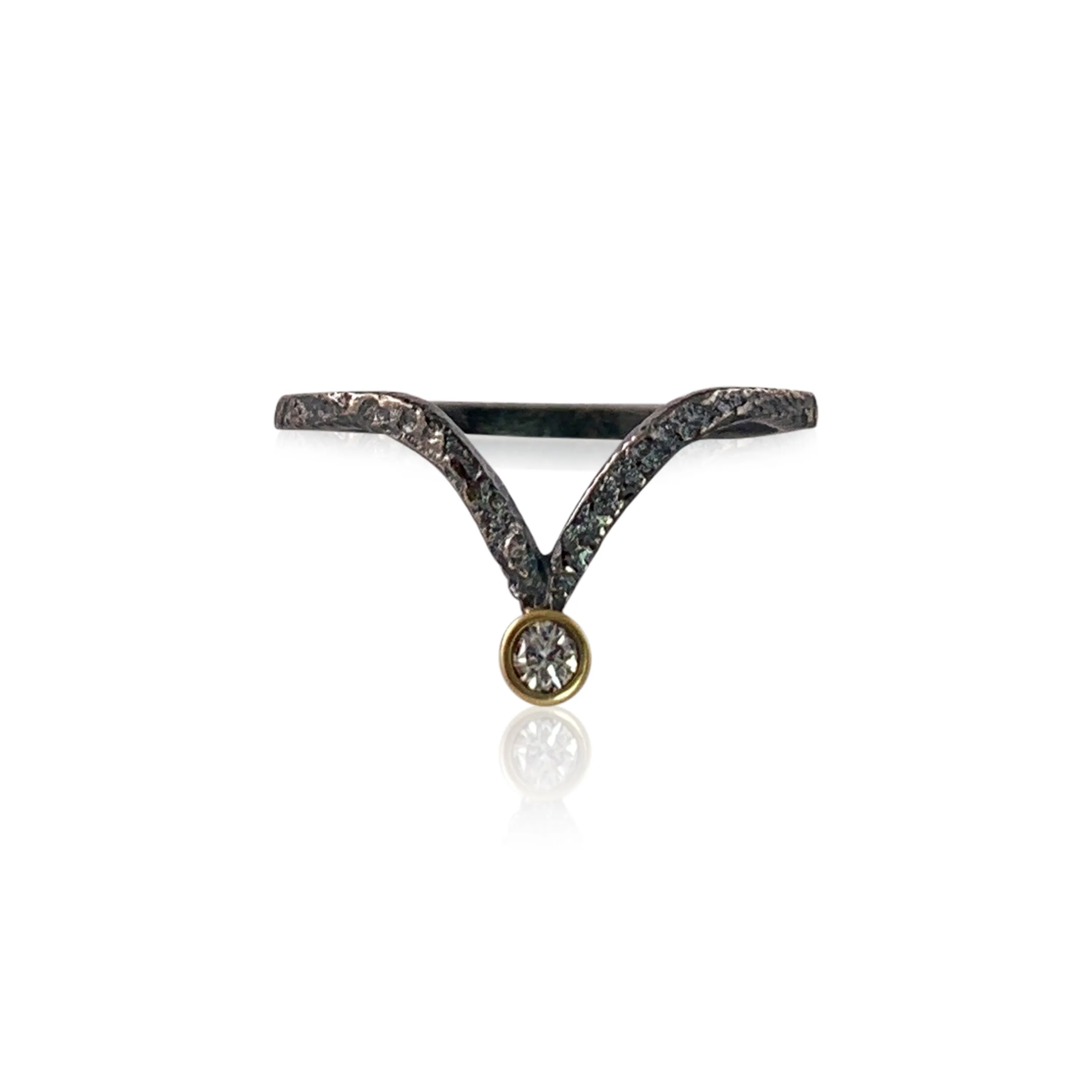 Pebble Chevron Band - SS and White Diamond