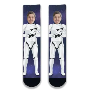Personalised Stormtrooper Space Face Adult Printed Socks