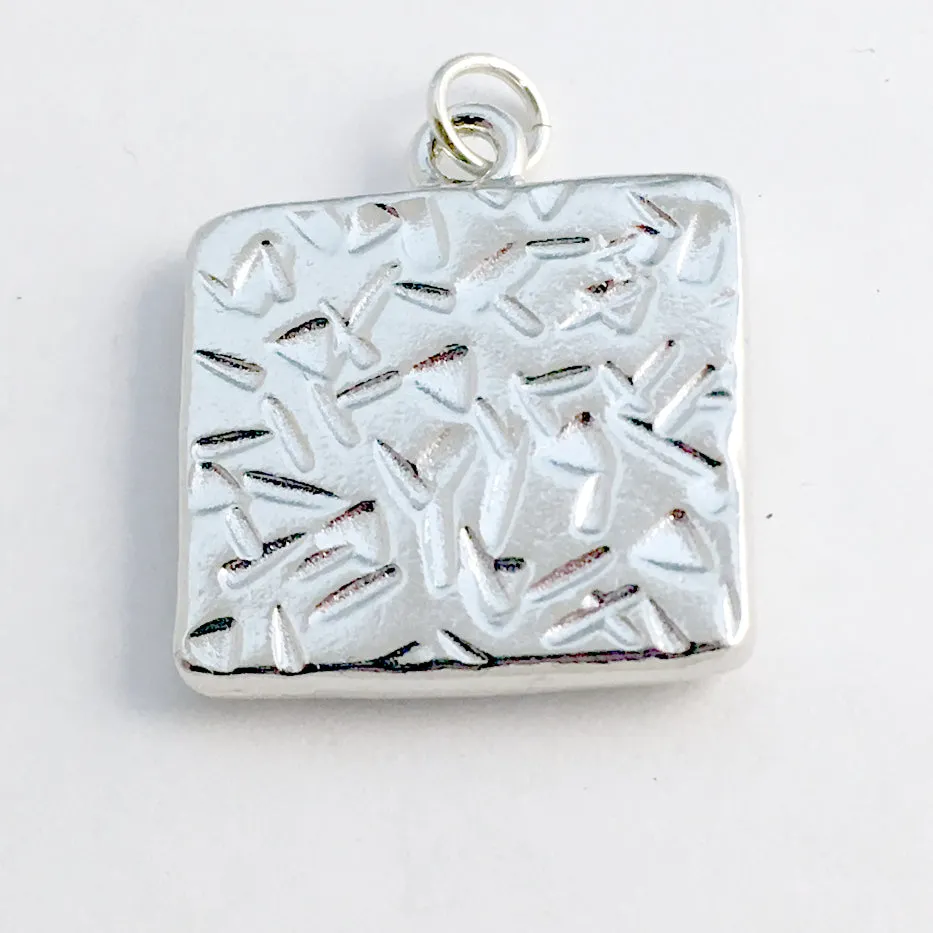 Pewter with Sterling Silver Fancy spiral galaxy & moon pendant, astronomy, stars