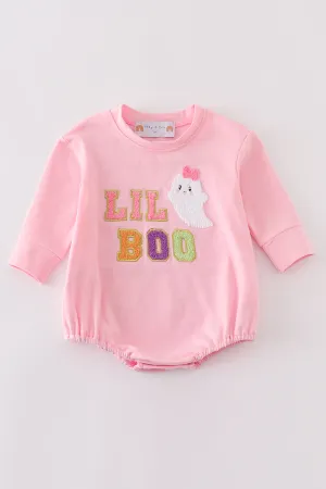 Pink Halloween Lil Boo Chenille Patch Girl Bubble