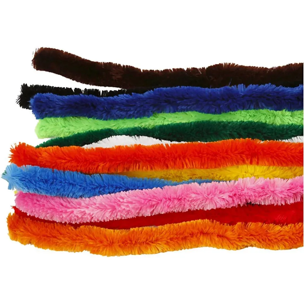 Pipe Cleaners Nylon Big Huge12 Colours x 5 Flexible Chenilles T:25 mm L:45 cm